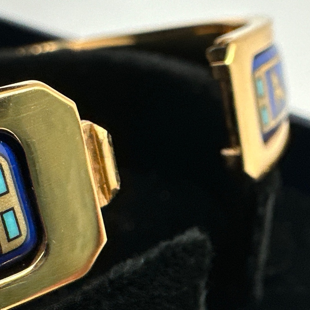 Vintage Michaela Frey Wien MFT Greco-Roman Lion Enamel Clasp Bangle Bracelet - Picture 10 of 16